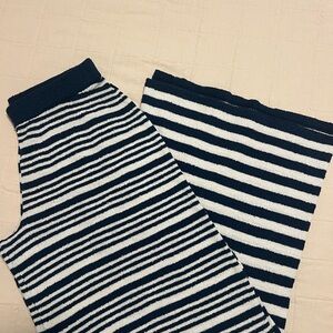 Free People Navy and White Striped Wide Leg Pants